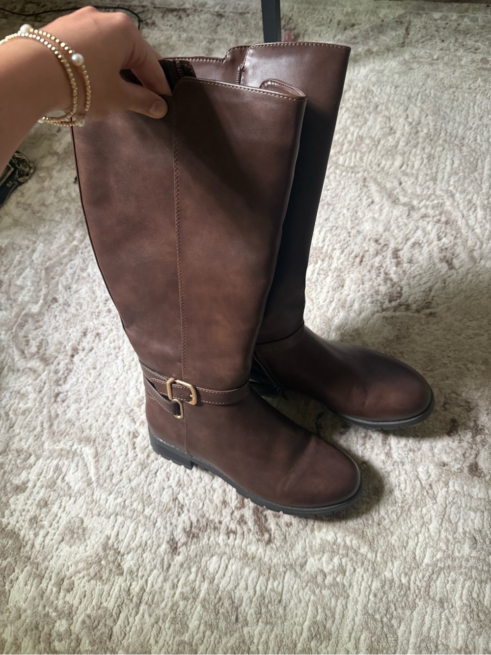 SLANE Brown Over-the-Knee Riding Boots with Buckle